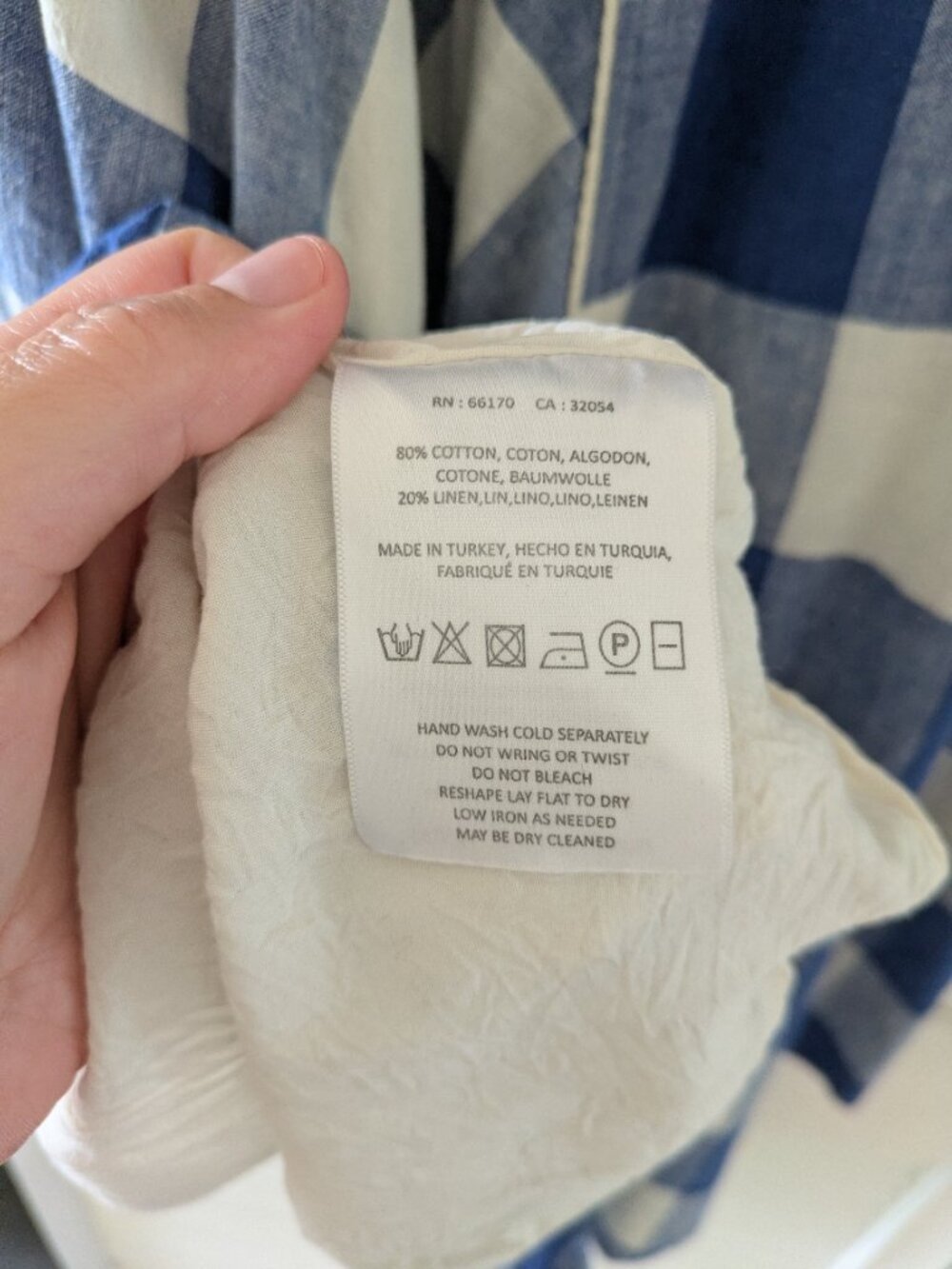 Anthropologie Maeve Belted Gingham Blue White Check Asymmetrical Dress, Size Med - Picture 9 of 10